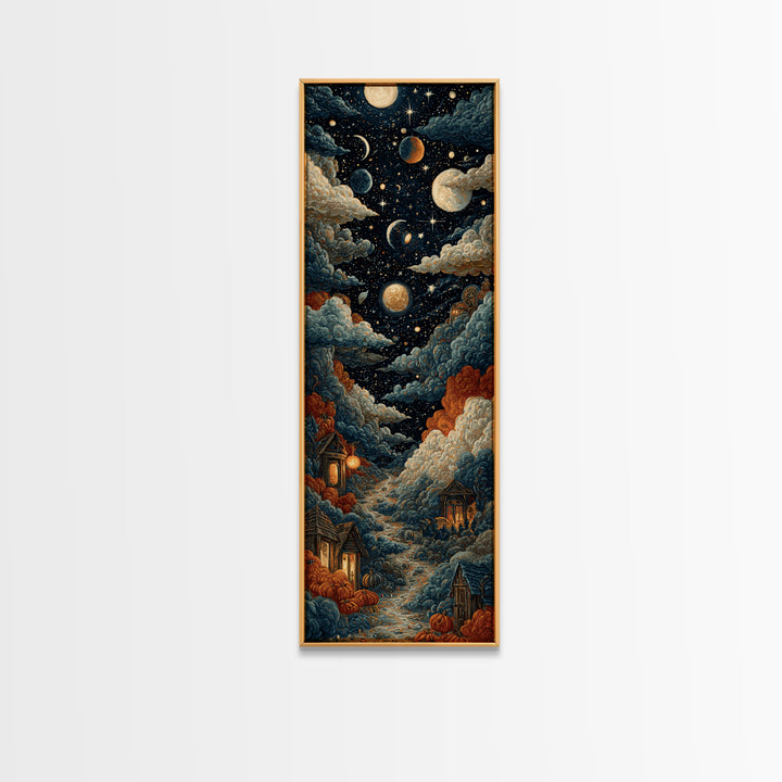 The Witch Astronomical Cabinet - Surreal Celestial Vision, Spooky Wall Decor, Tall Narrow Wall Art, Framed Canvas Print, Gothic Wall Art