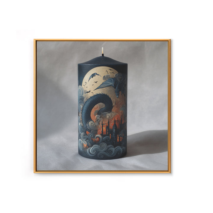 The Candle Smoke Dragon - Icon Portrait, Gothic Home Decor, Square Wall Art, Canvas Print, Halloween Home Decor, Gothic Wall Art