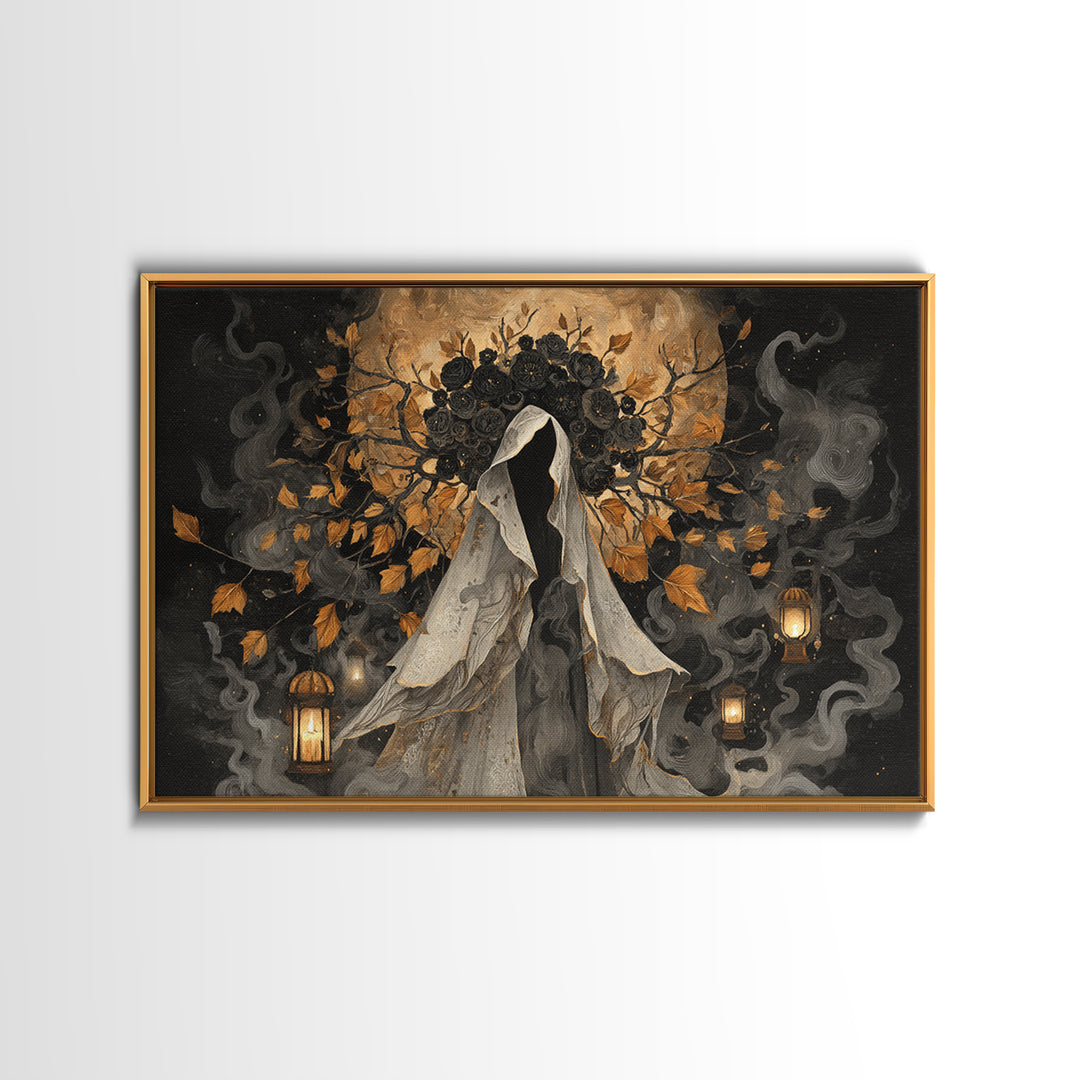 The Mourning Moth Halo - Procession Scene, Dark Fantasy Wall Art, Landscape Wall Art, Canvas Print, Halloween Home Decor, Gothic Wall Art
