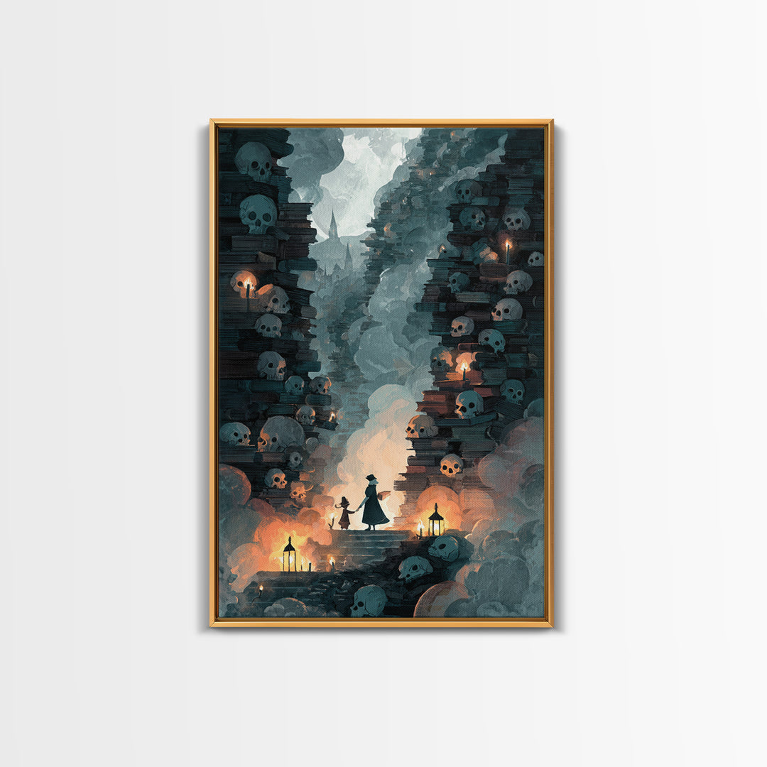 The Catacomb Library - Icon Portrait, Gothic Home Decor, Vertical Wall Art, Canvas Print, Halloween Home Decor, Gothic Wall Art