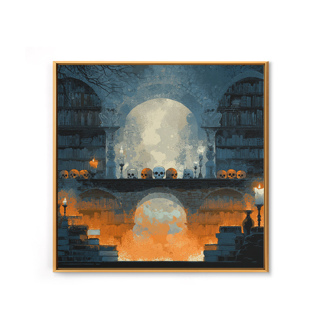 The Catacomb Library - Icon Portrait, Dark Fantasy Wall Art, Square Wall Art, Canvas Print, Halloween Home Decor, Gothic Wall Art