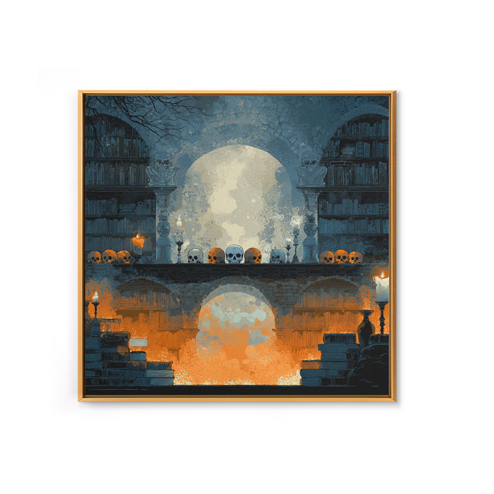 The Catacomb Library - Icon Portrait, Dark Fantasy Wall Art, Square Wall Art, Canvas Print, Halloween Home Decor, Gothic Wall Art