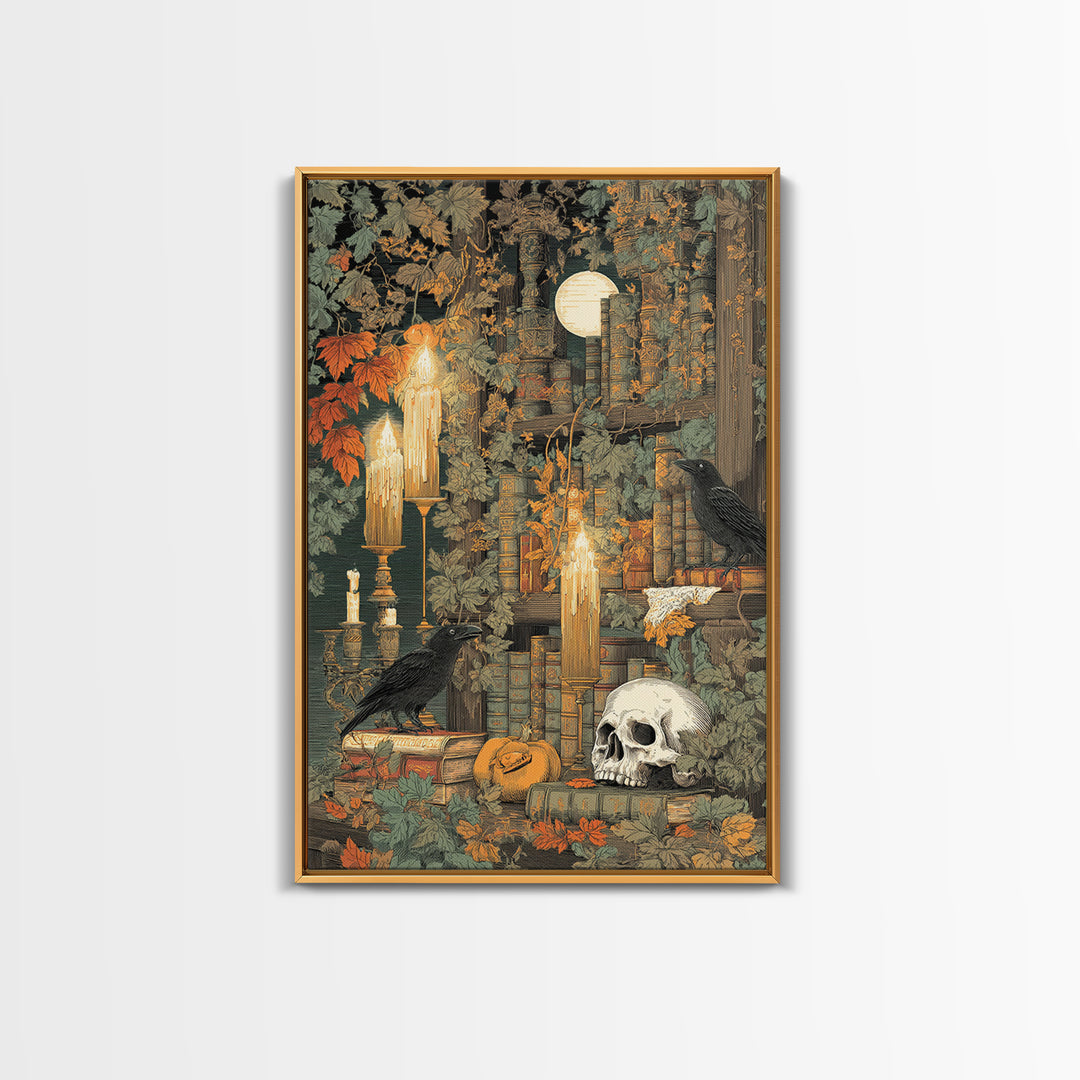 The Catacomb Library - Occult Still Life, Dark Fantasy Wall Art, Vertical Wall Art, Canvas Print, Halloween Home Decor, Gothic Wall Art