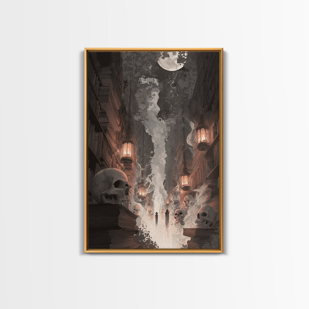 The Catacomb Library - Procession Scene, Occult Wall Decor, Vertical Wall Art, Canvas Print, Halloween Home Decor, Gothic Wall Art