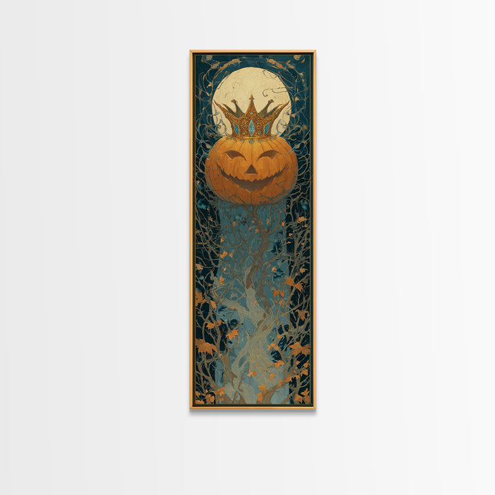 The Jack-O-Lantern Crown Jewels - Icon Portrait, Macabre Halloween Art, Tall Narrow Wall Art, Framed Canvas Print, Halloween Home Decor