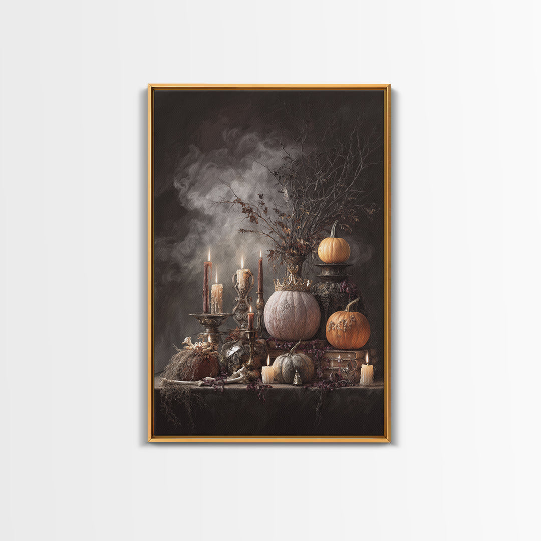 The Jack-O-Lantern Crown Jewels - Occult Still Life, Gothic Home Decor, Vertical Wall Art, Canvas Print, Halloween Home Decor