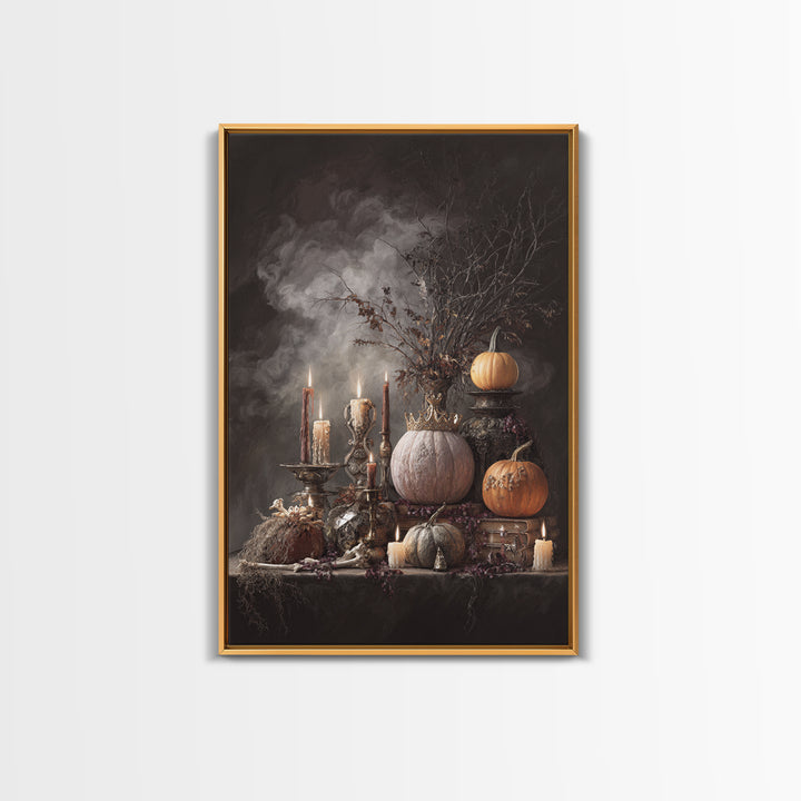 The Jack-O-Lantern Crown Jewels - Occult Still Life, Gothic Home Decor, Vertical Wall Art, Canvas Print, Halloween Home Decor