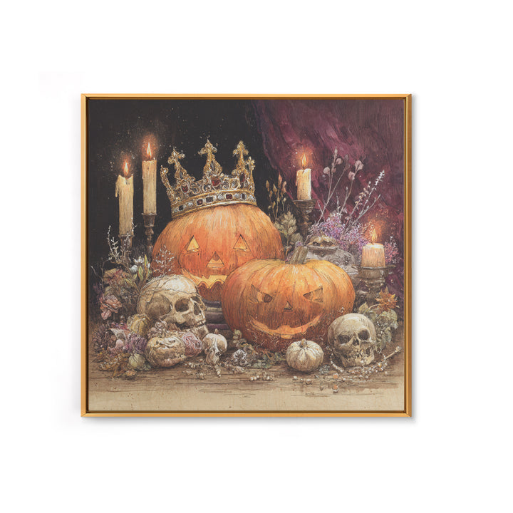 The Jack-O-Lantern Crown Jewels - Occult Still Life, Halloween Wall Art, Square Wall Art, Framed Canvas Print, Halloween Home Decor