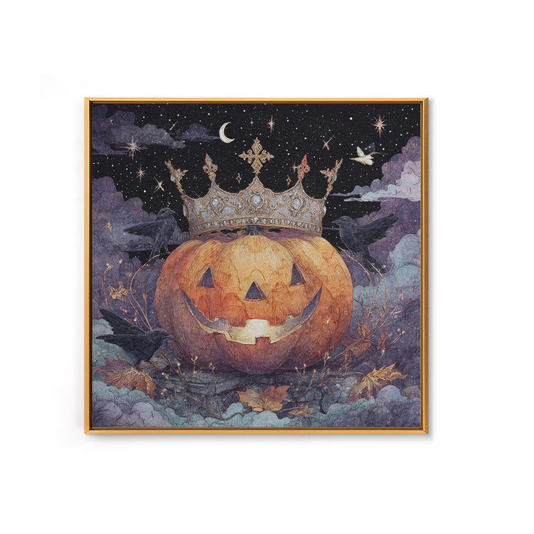 The Jack-O-Lantern Crown Jewels - Surreal Celestial Vision, Dark Fantasy Wall Art, Square Wall Art, Canvas Print, Halloween Home Decor