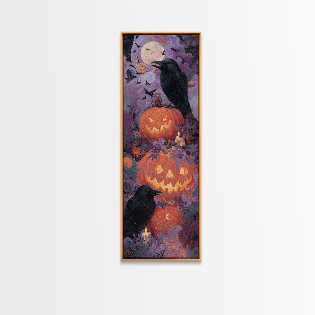 The Jack-O-Lantern Crown Jewels - Surreal Celestial Vision, Halloween Wall Art, Tall Narrow Wall Art, Framed Canvas Print, Gothic Wall Art