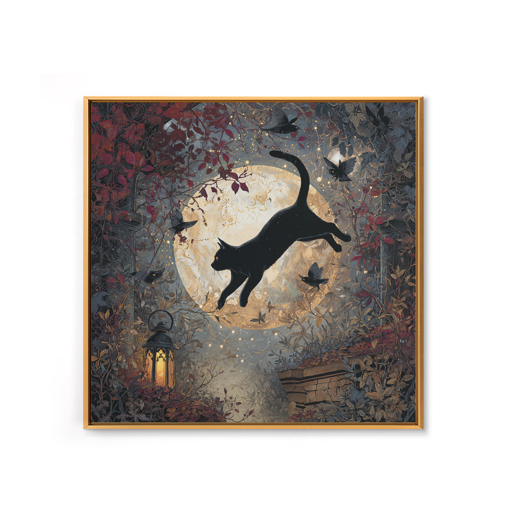 The Black Cat Constellation - Icon Portrait, Occult Wall Decor, Square Wall Art, Canvas Print, Halloween Home Decor, Gothic Wall Art
