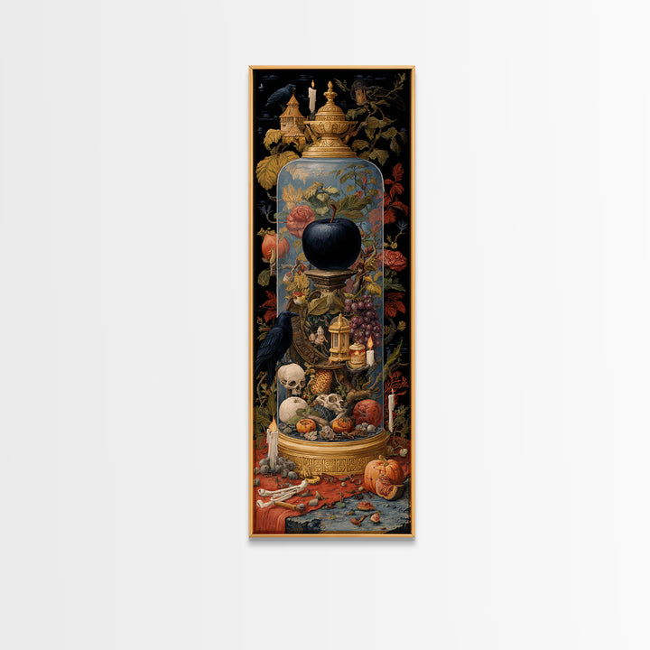 The Poison Apple Reliquary - Occult Still Life, Occult Wall Decor, Tall Narrow Wall Art, Canvas Print, Halloween Home Decor, Gothic Wall Art