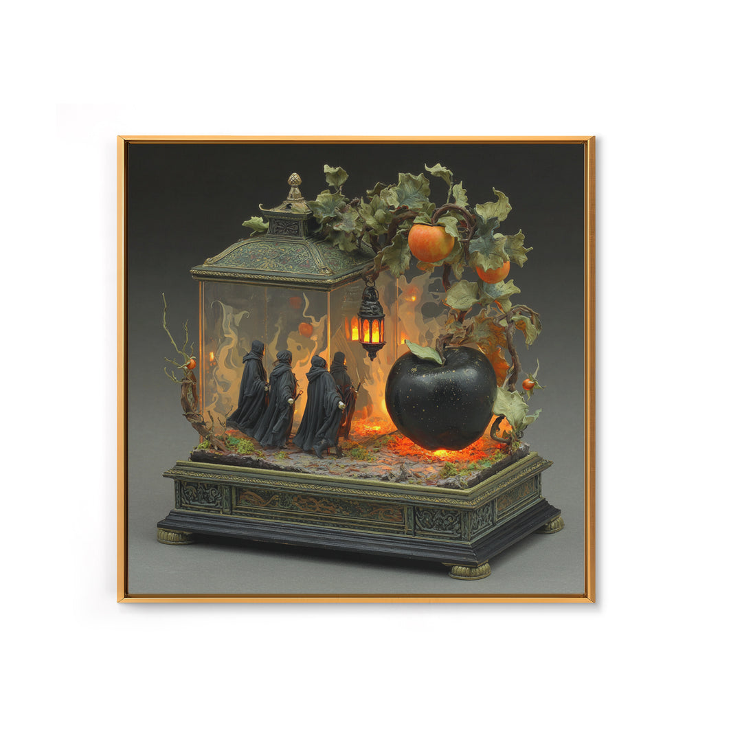 The Poison Apple Reliquary - Procession Scene, Occult Wall Decor, Square Wall Art, Canvas Print, Halloween Home Decor, Gothic Wall Art