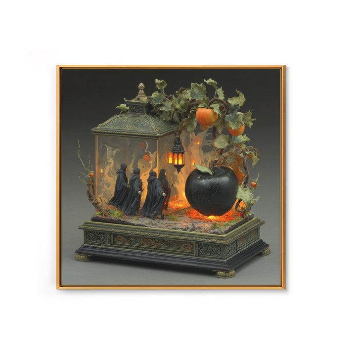 The Poison Apple Reliquary - Procession Scene, Occult Wall Decor, Square Wall Art, Canvas Print, Halloween Home Decor, Gothic Wall Art