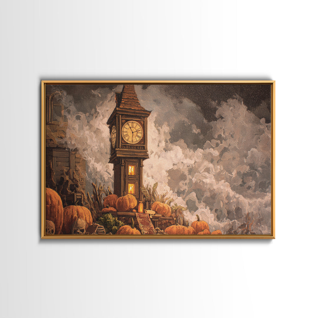 The October Clock Tower - Occult Still Life, Dark Fantasy Wall Art, Landscape Wall Art, Canvas Print, Halloween Home Decor, Gothic Wall Art