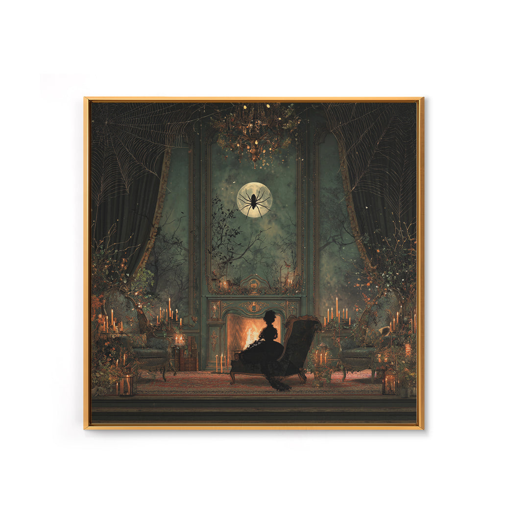 The Spider Queen Parlor - Icon Portrait, Spooky Wall Decor, Square Wall Art, Framed Canvas Print, Halloween Home Decor, Gothic Wall Art