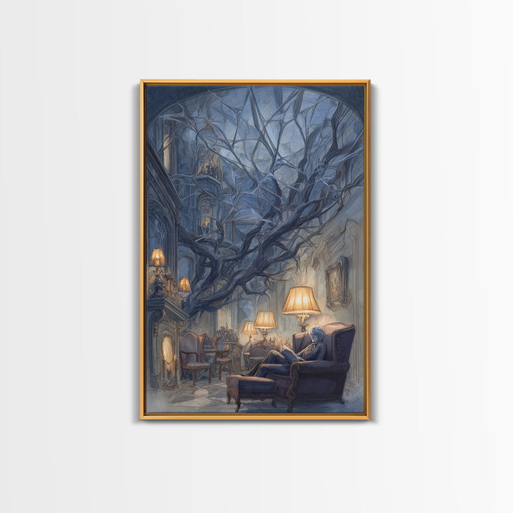 The Spider Queen Parlor - Environmental Panorama, Occult Wall Decor, Vertical Wall Art, Canvas Print, Halloween Home Decor, Gothic Wall Art