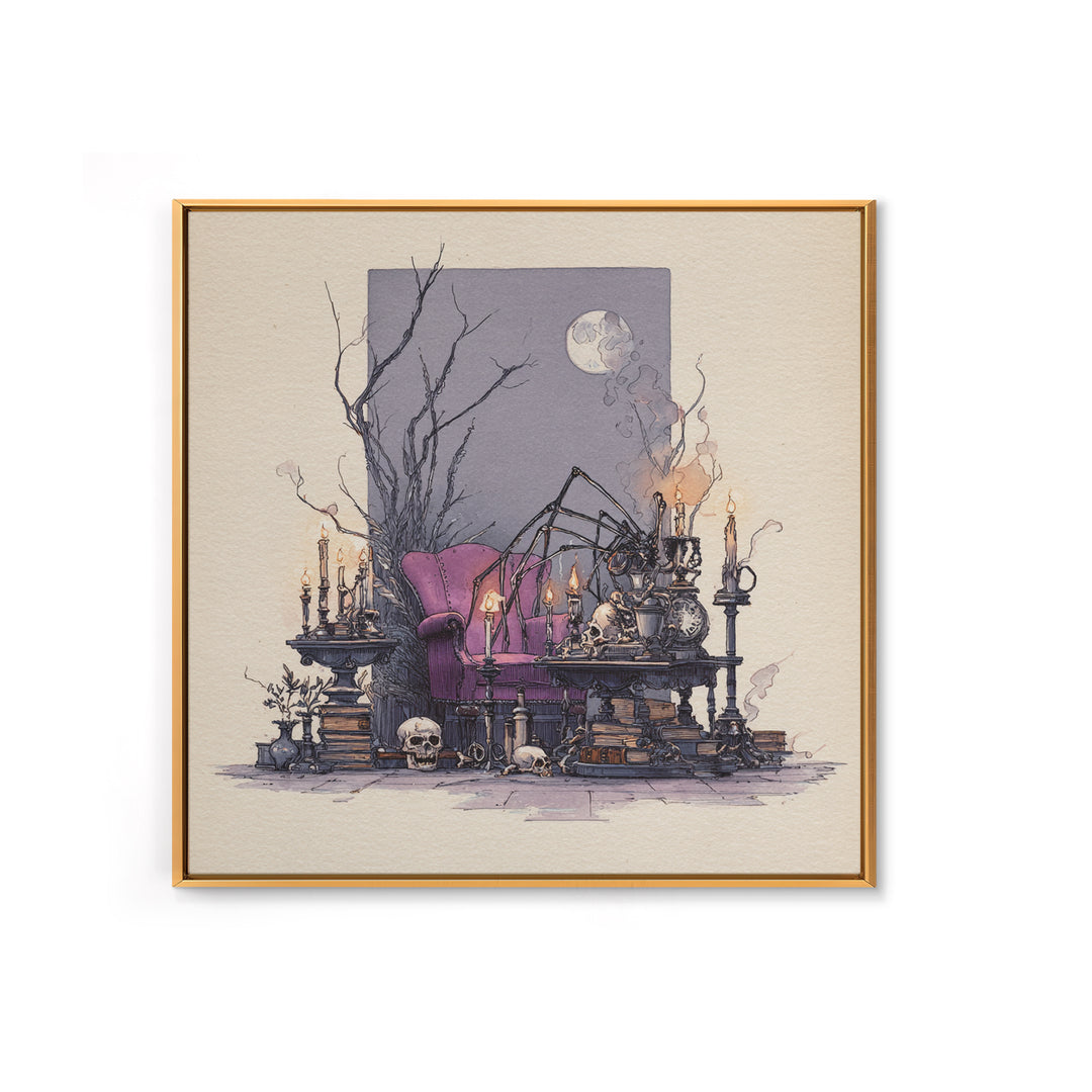 The Spider Queen Parlor - Occult Still Life, Gothic Home Decor, Square Wall Art, Canvas Print, Halloween Home Decor, Gothic Wall Art