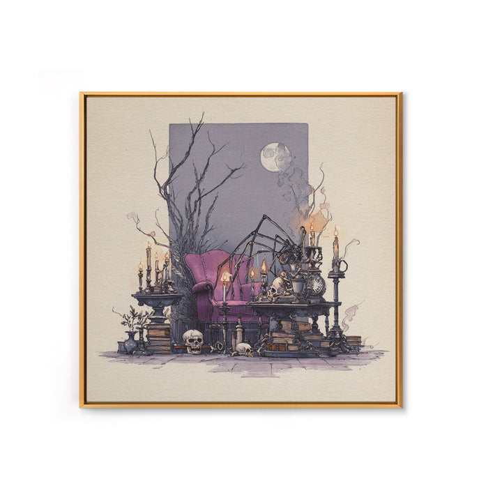 The Spider Queen Parlor - Occult Still Life, Gothic Home Decor, Square Wall Art, Canvas Print, Halloween Home Decor, Gothic Wall Art