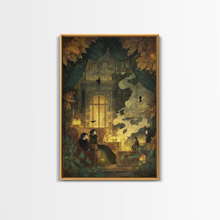 The Spider Queen Parlor - Procession Scene, Halloween Wall Art, Vertical Wall Art, Framed Canvas Print, Halloween Home Decor