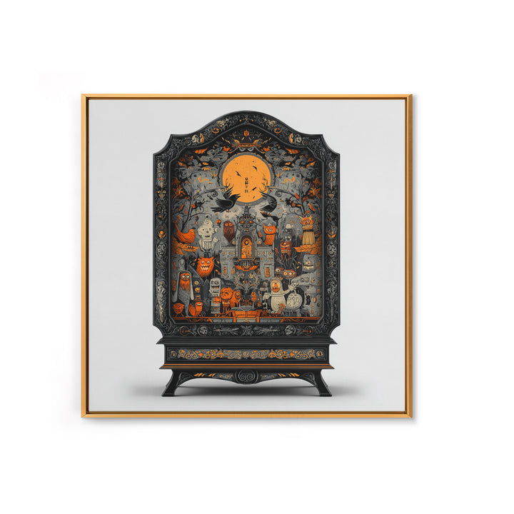 The Monster In The Mirror Cabinet - Icon Portrait, Gothic Home Decor, Square Wall Art, Canvas Print, Halloween Home Decor, Gothic Wall Art