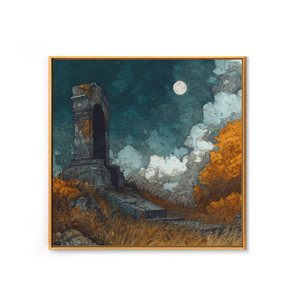 The Dreaming Priest Of The Outer Gate, Eldritch Wall Art, Square Wall Art, Framed Canvas Print, Halloween Home Decor, Gothic Wall Art