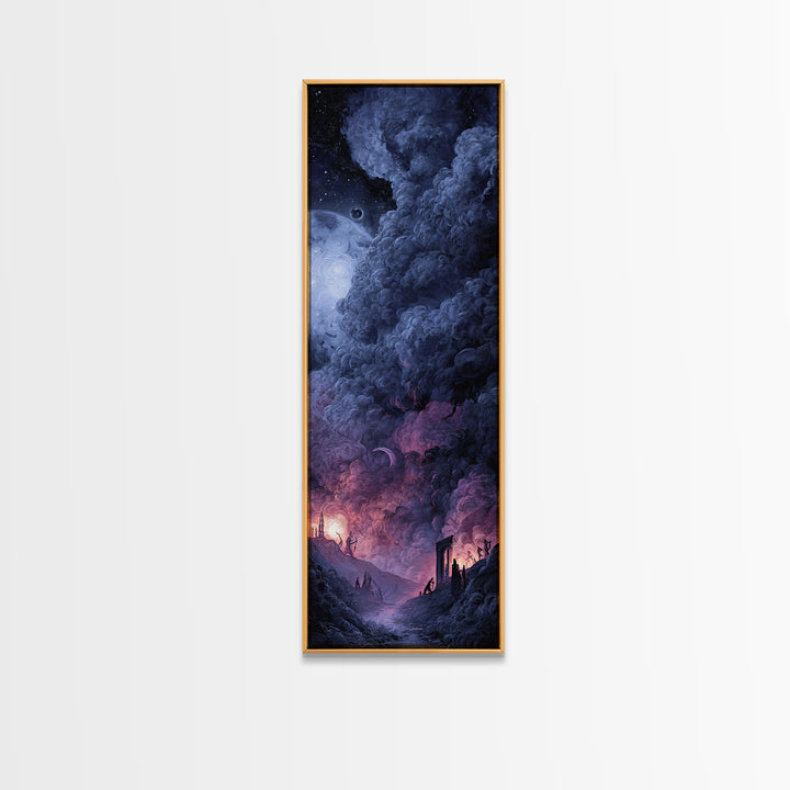 The Dreaming Priest Of The Outer Gate, Dark Fantasy Wall Art, Tall Narrow Wall Art, Framed Canvas Print, Halloween Home Decor