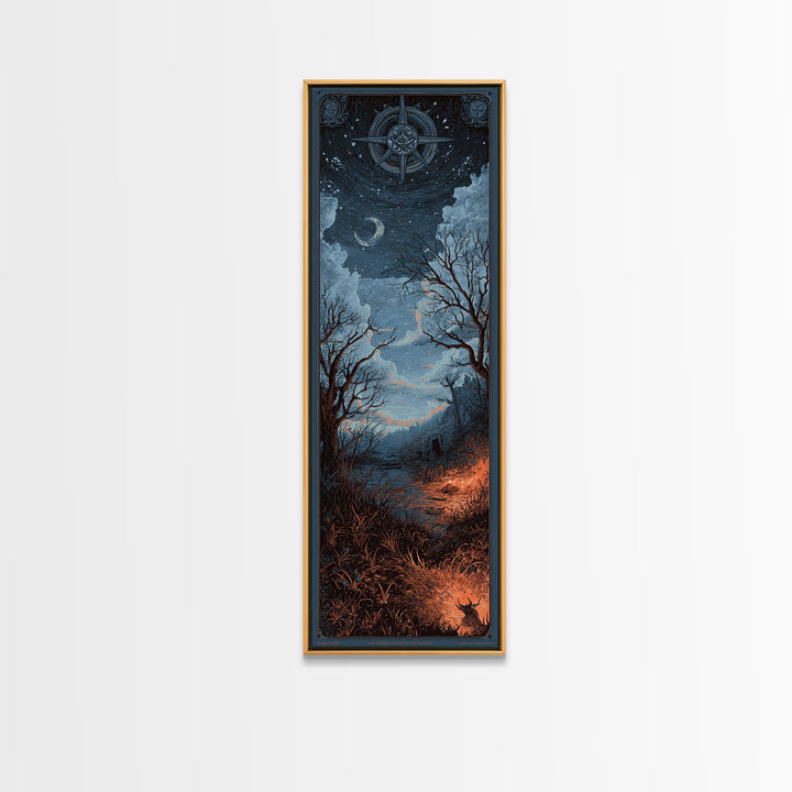 The Librarian Of Forbidden Tides, Occult Wall Decor, Tall Narrow Wall Art, Canvas Print, Halloween Home Decor, Gothic Wall Art