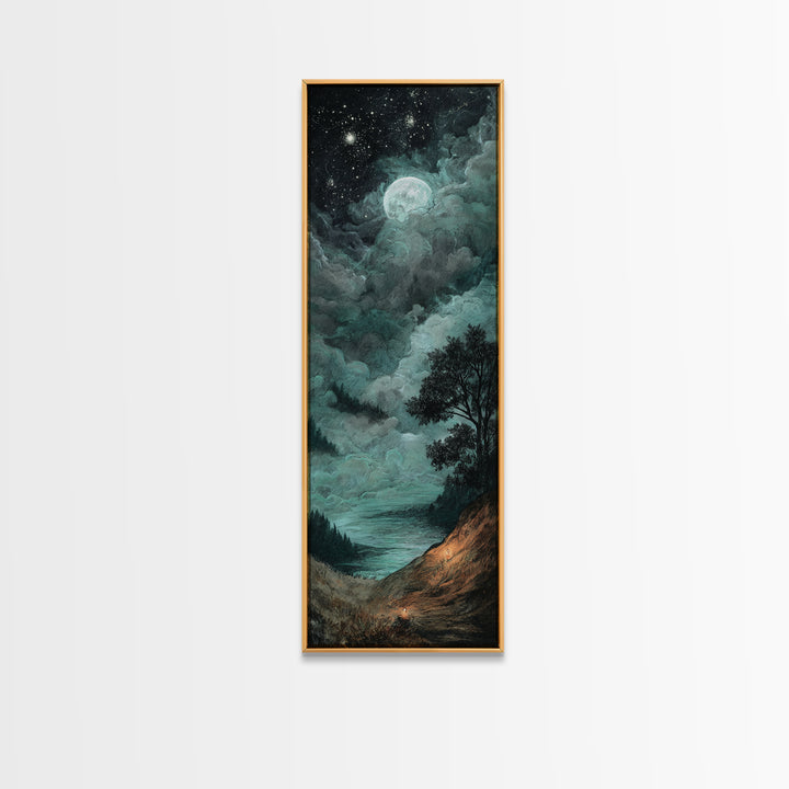 The Bride Of The Abyssal Moon, Occult Wall Decor, Tall Narrow Wall Art, Framed Canvas Print, Halloween Home Decor, Gothic Wall Art