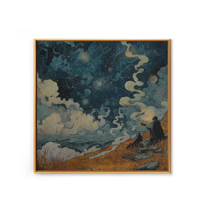The Astronomer Of The Hollow Sky, Halloween Wall Art, Square Wall Art, Framed Canvas Print, Halloween Home Decor, Gothic Wall Art