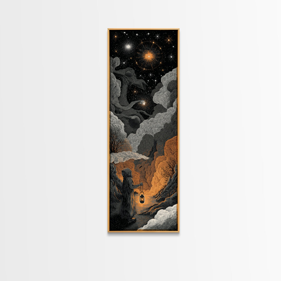 The Astronomer Of The Hollow Sky, Halloween Wall Art, Tall Narrow Wall Art, Canvas Print, Halloween Home Decor, Gothic Wall Art