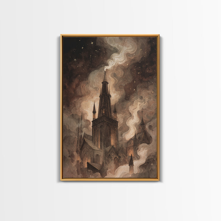 The Bellringer Of The Sunken Cathedral, Eldritch Wall Art, Vertical Wall Art, Framed Canvas Print, Halloween Home Decor, Gothic Wall Art