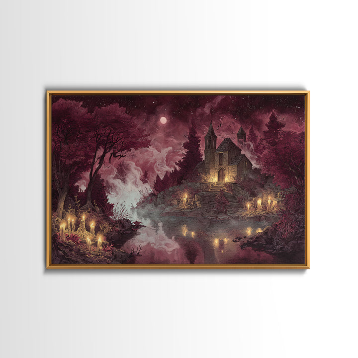 The Mapmaker Of Impossible Shores, Cosmic Horror Decor, Landscape Wall Art, Framed Canvas Print, Halloween Home Decor, Gothic Wall Art
