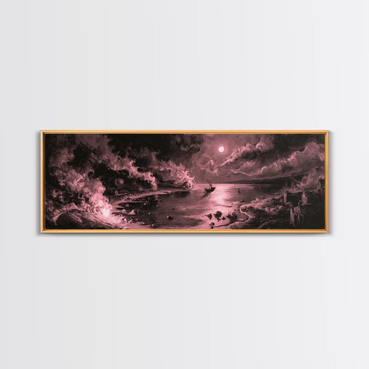 The Mapmaker Of Impossible Shores, Occult Wall Decor, Extra Wide Wall Art, Framed Canvas Print, Halloween Home Decor, Gothic Wall Art