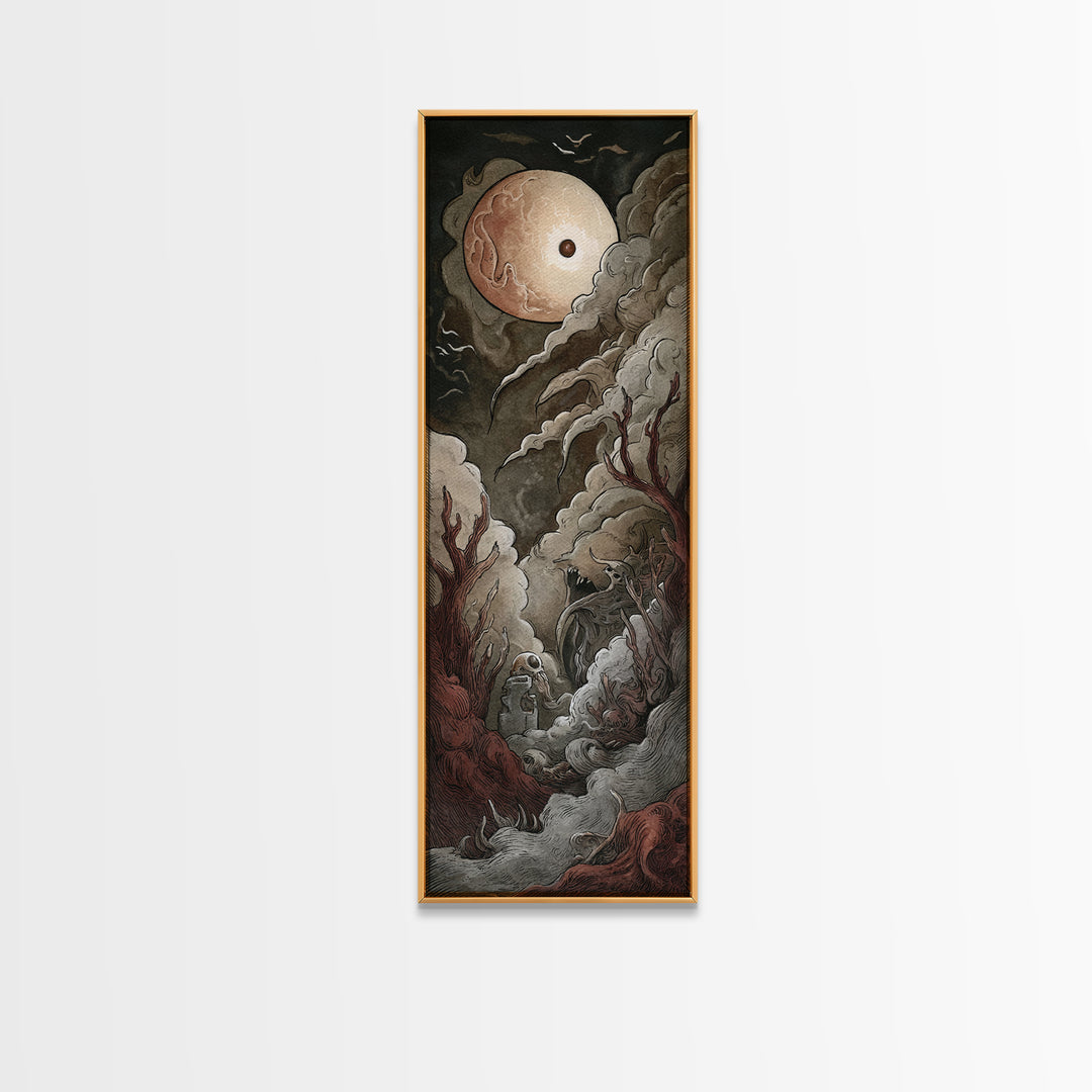 The Keeper Of The Black Reef Key, Cosmic Horror Decor, Tall Narrow Wall Art, Canvas Print, Halloween Home Decor, Gothic Wall Art