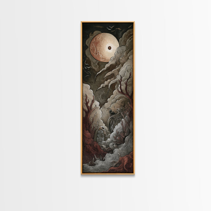 The Keeper Of The Black Reef Key, Cosmic Horror Decor, Tall Narrow Wall Art, Canvas Print, Halloween Home Decor, Gothic Wall Art