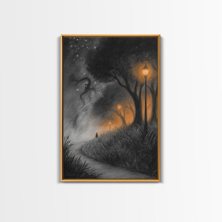 The Widow Of The Whispering Comet, Lovecraftian Wall Art, Vertical Wall Art, Framed Canvas Print, Halloween Home Decor, Gothic Wall Art