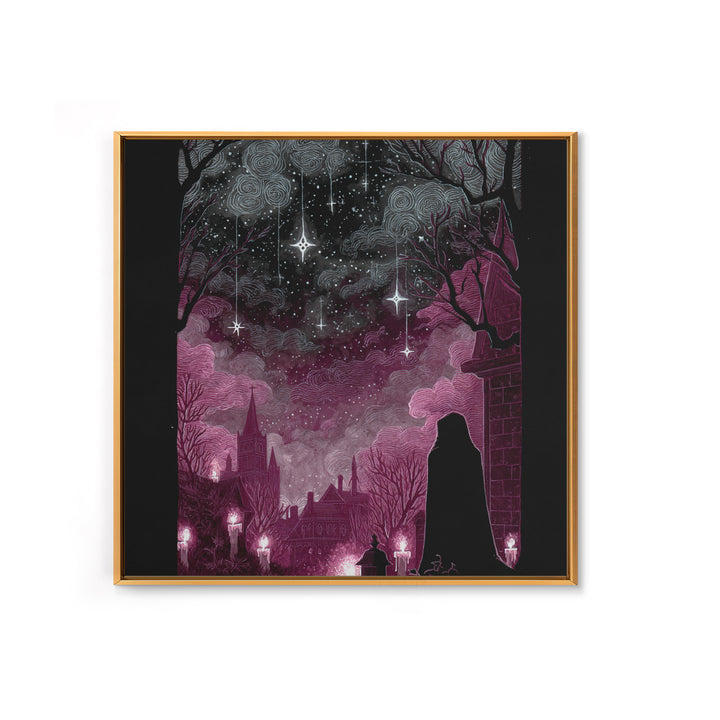 The Widow Of The Whispering Comet, Dark Fantasy Wall Art, Square Wall Art, Framed Canvas Print, Halloween Home Decor, Gothic Wall Art