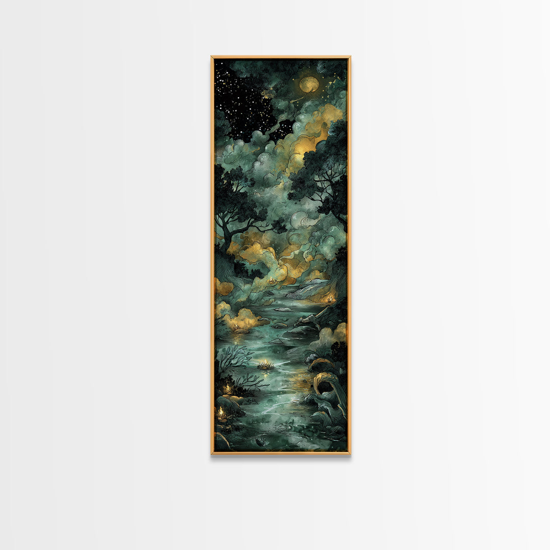 The Widow Of The Whispering Comet, Eldritch Wall Art, Tall Narrow Wall Art, Canvas Print, Halloween Home Decor, Gothic Wall Art