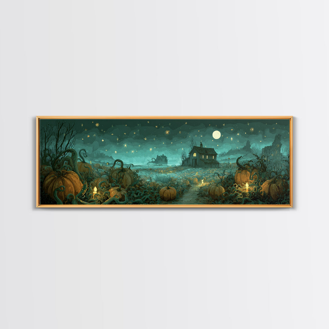 The Harvest Of The Eldritch Field, Cosmic Horror Decor, Extra Wide Wall Art, Canvas Print, Halloween Home Decor, Gothic Wall Art