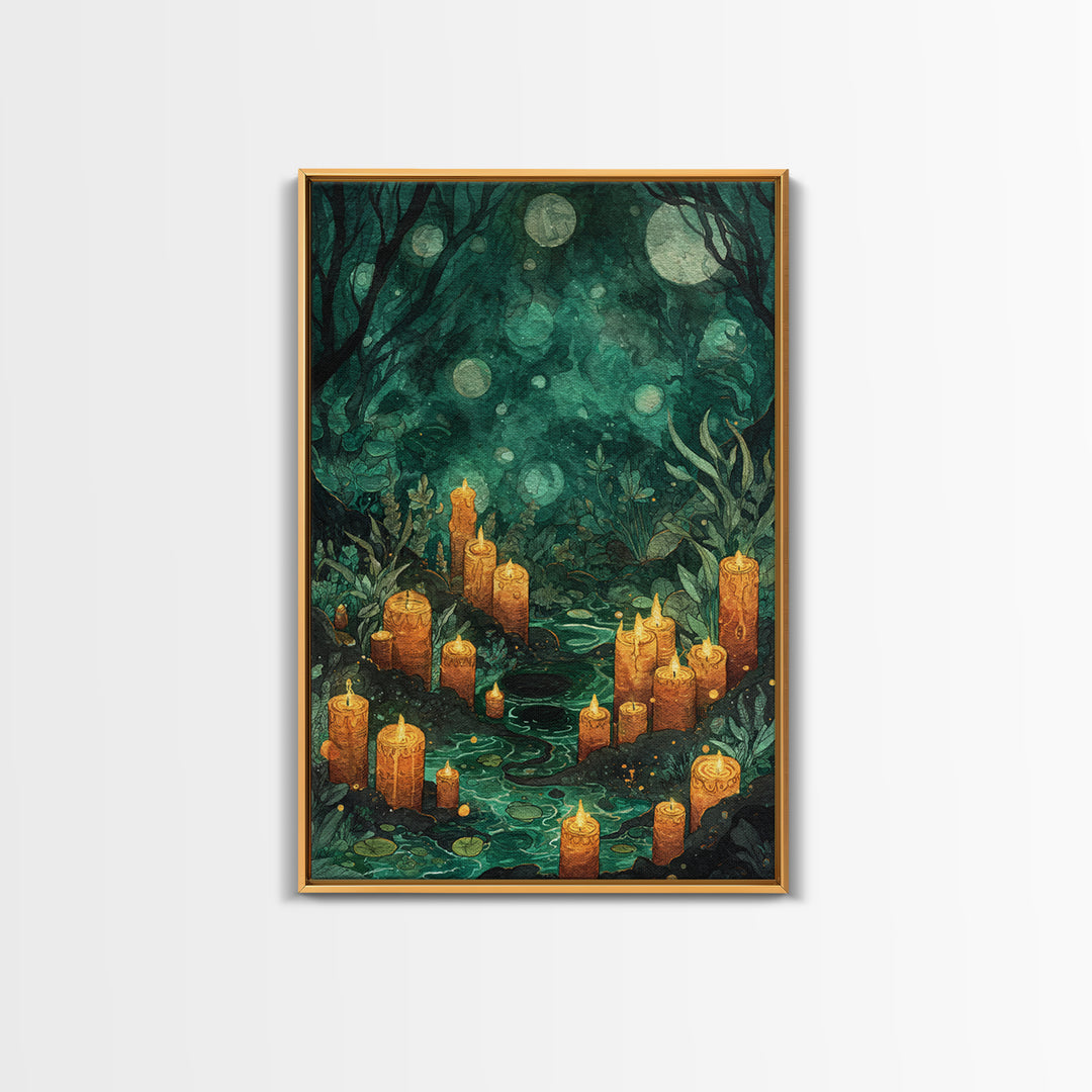 The Oracle Of The Glass Depths, Dark Fantasy Wall Art, Vertical Wall Art, Framed Canvas Print, Halloween Home Decor, Gothic Wall Art
