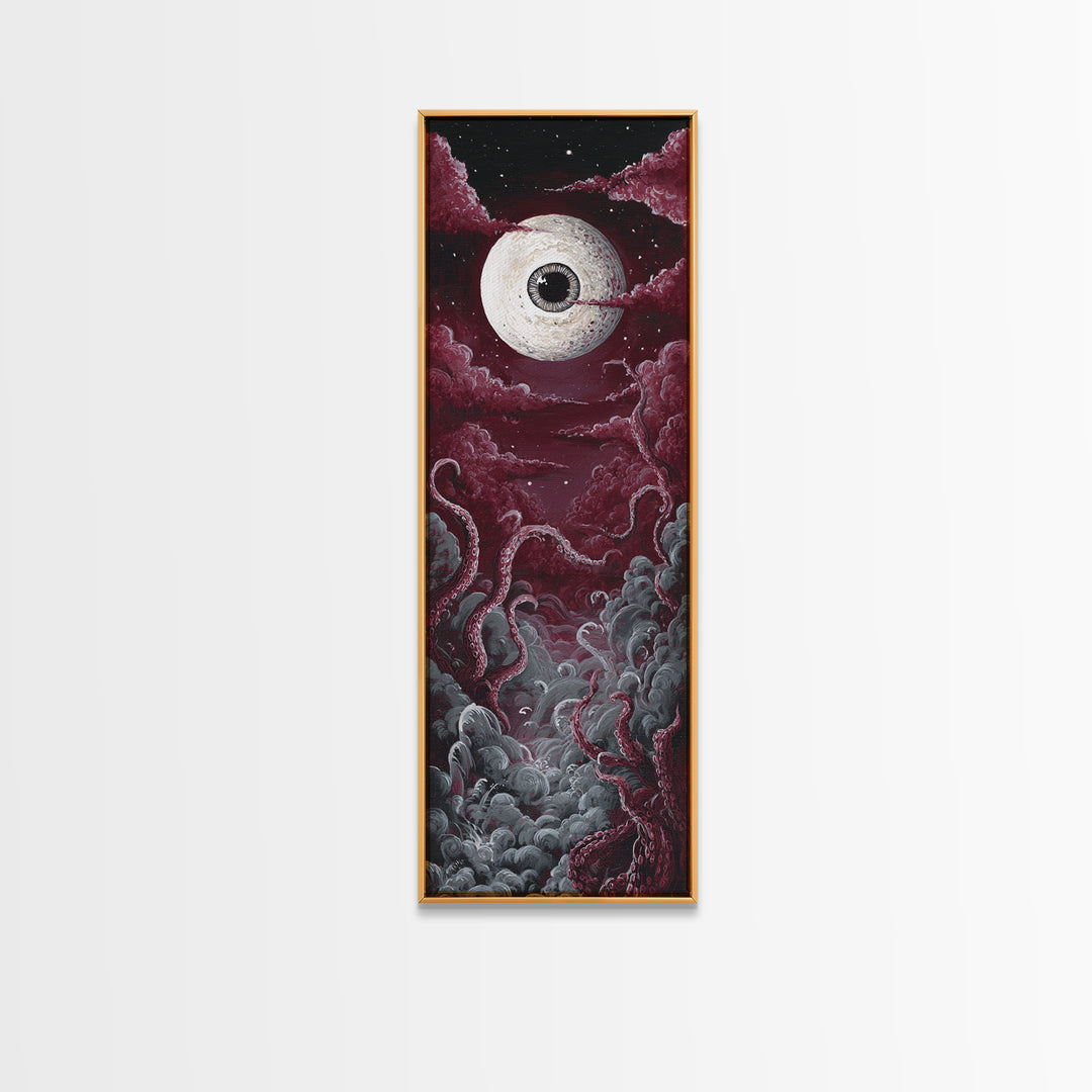The Oracle Of The Glass Depths, Occult Wall Decor, Tall Narrow Wall Art, Framed Canvas Print, Halloween Home Decor, Gothic Wall Art