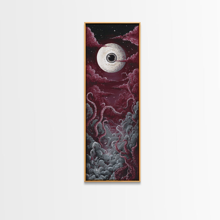 The Oracle Of The Glass Depths, Occult Wall Decor, Tall Narrow Wall Art, Framed Canvas Print, Halloween Home Decor, Gothic Wall Art
