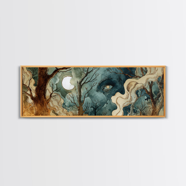 The Sleeper In The Birch Grove, Gothic Home Decor, Extra Wide Wall Art, Canvas Print, Halloween Home Decor, Gothic Wall Art