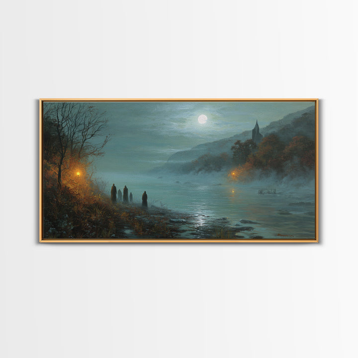 The Feast Of The Pale Cult, Spooky Wall Decor, Wide Panoramic Art, Canvas Print, Halloween Home Decor, Gothic Wall Art, Gothic Home Decor