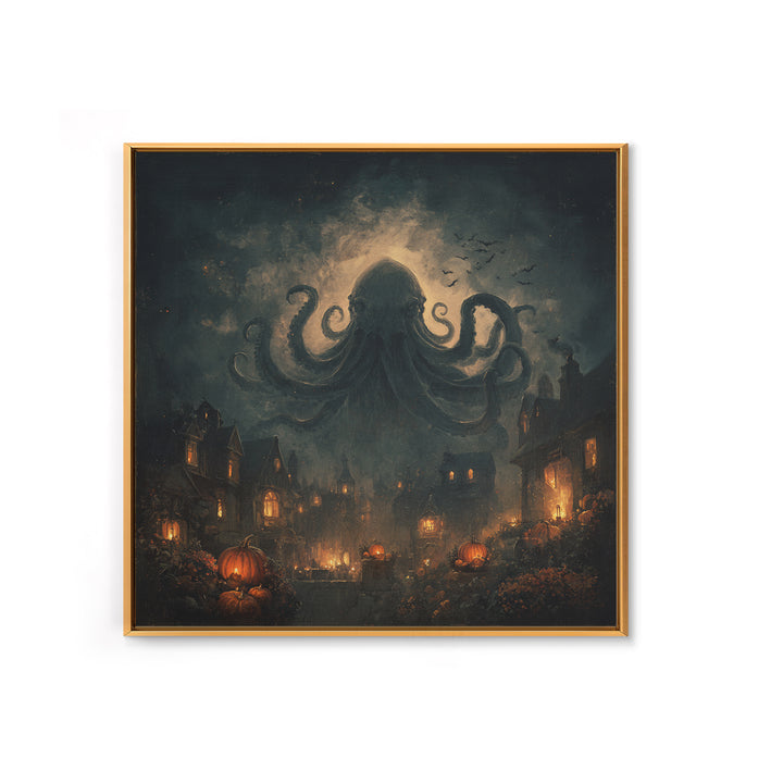 The Crown Of The Tentacled Saint, Halloween Wall Art, Square Wall Art, Framed Canvas Print, Halloween Home Decor, Gothic Wall Art