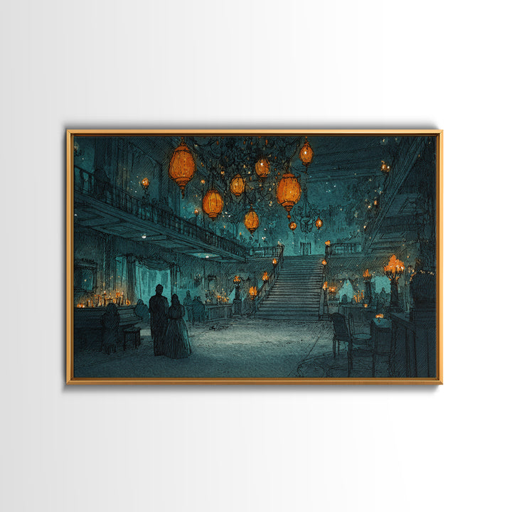 The Ballroom Of Silent Shoggoths, Cosmic Horror Decor, Landscape Wall Art, Canvas Print, Halloween Home Decor, Gothic Wall Art