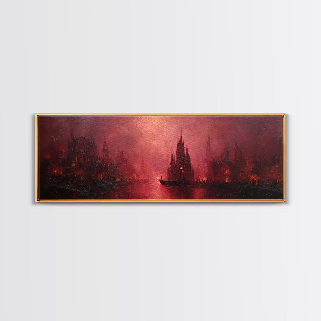 The Ballroom Of Silent Shoggoths, Dark Fantasy Wall Art, Extra Wide Wall Art, Framed Canvas Print, Halloween Home Decor, Gothic Wall Art