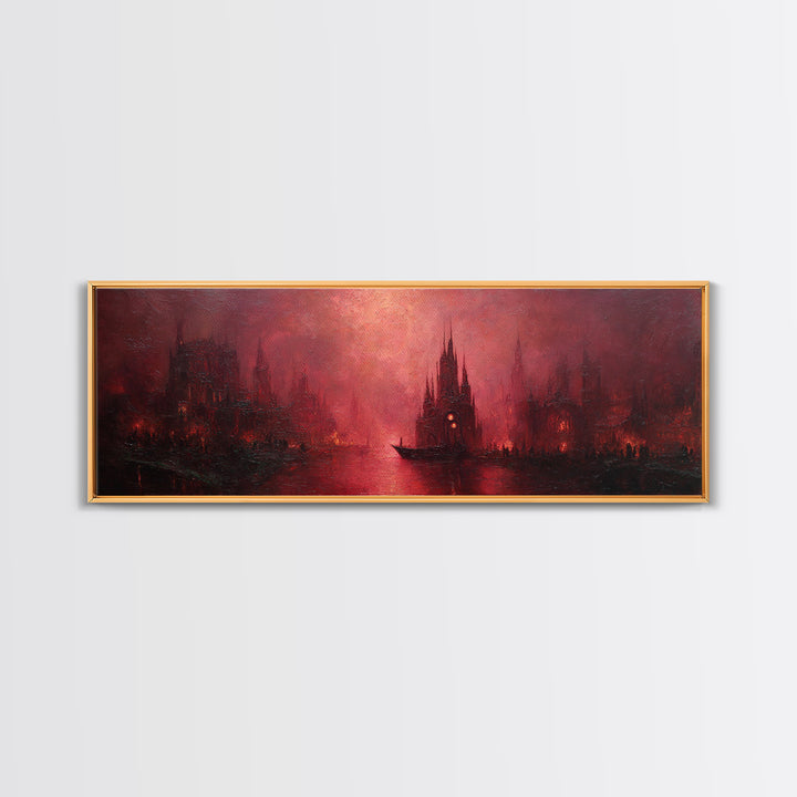 The Ballroom Of Silent Shoggoths, Dark Fantasy Wall Art, Extra Wide Wall Art, Framed Canvas Print, Halloween Home Decor, Gothic Wall Art