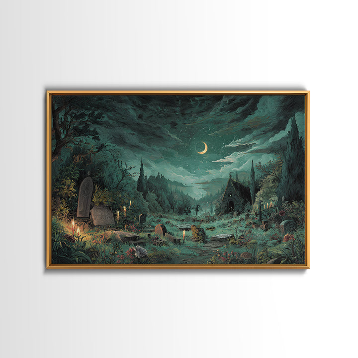 The Grave Gardener Of Yuggoth, Lovecraftian Wall Art, Landscape Wall Art, Framed Canvas Print, Halloween Home Decor, Gothic Wall Art